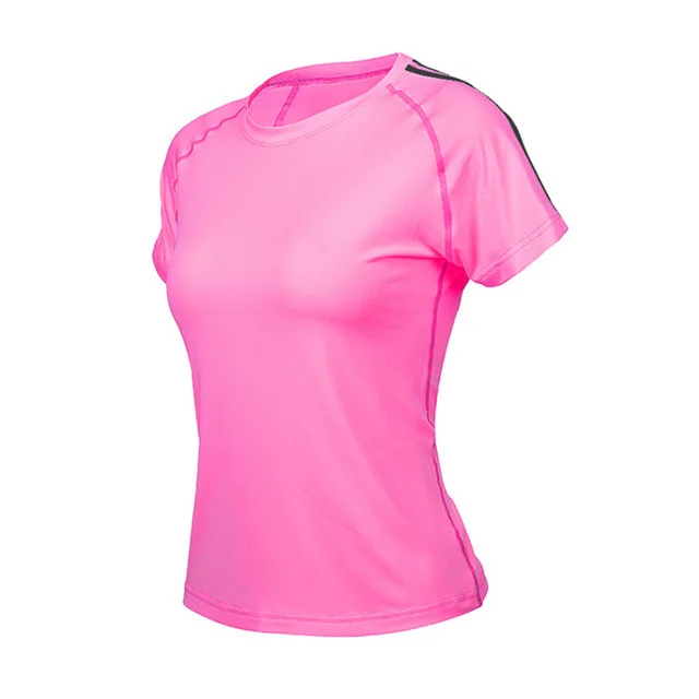 T-shirt Rose red Женский комплект для йоги, гимнастический комплект, женская спортивная одежда, быстросохнущая одежда для фитнеса для женщин, рубашка+ брюки для бега, для тренировок, спортивный костюм размера плюс - Цвет: T-shirt Rose red