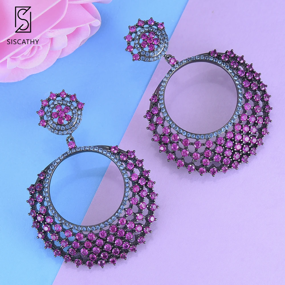 Siscathy Модные женские серьги-капли Роскошные корейские серьги в Дубае кубическая циркониевая инкрустация висячие серьги
