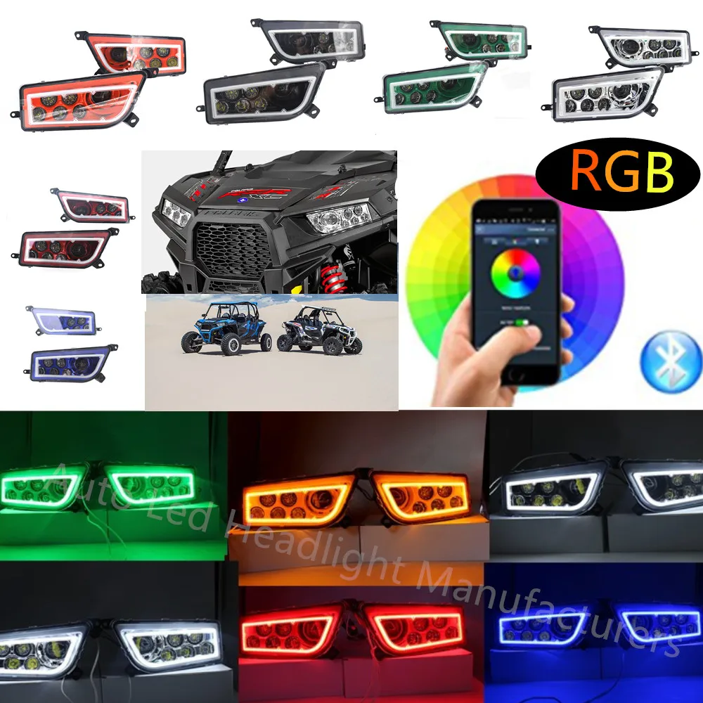 RZR светодиодный фары ATV часть POLARIS 1000 XP приложение Управление RGB Halo фар|halo headlights|rzr