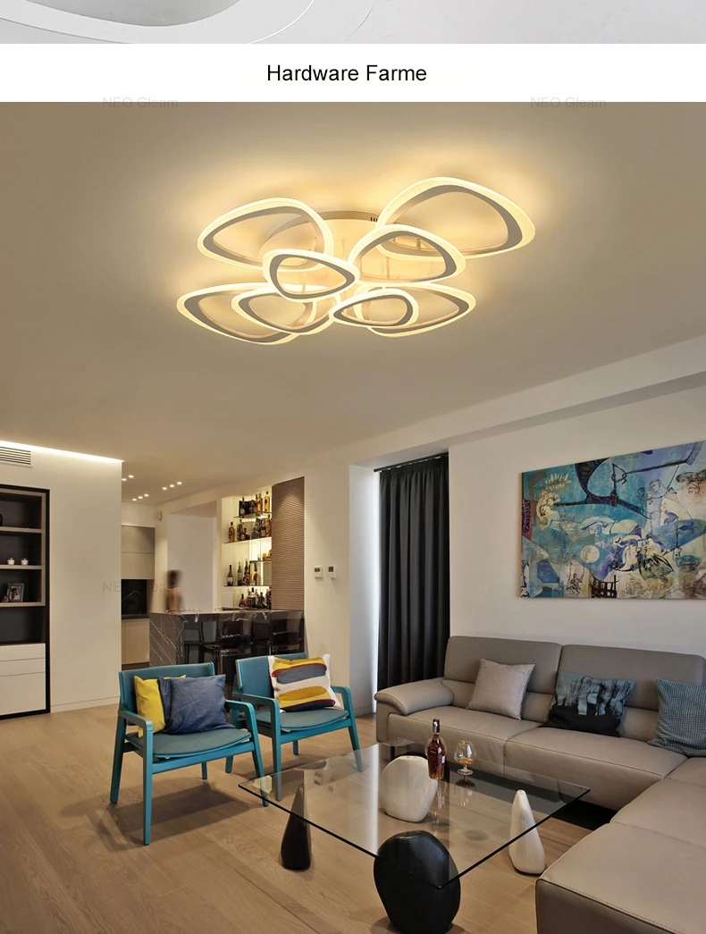 NEO Gleam New Arrival Hot Modern Led Chandelier For Living Room Bedroom Study Room Home Deco Surface Mounted Ceiling Chandelier