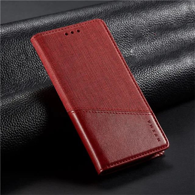 Кожаный чехол-книжка Tikitaka для Redmi Note 7, Xiaomi 6, 8, 9, 6 Pro, 6X, холщовый чехол-бумажник с отделениями для карт, чехол для Xiaomi Max 2, 3, K20 Pro - Цвет: Red Flip Case