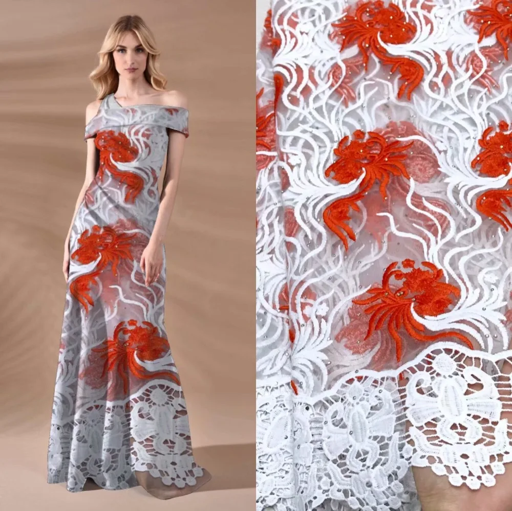 

Latest African Lace Fabric 2019 Tulle Lace Fabric With Beads High Quality African Nigerian Women For 5yards JYN173