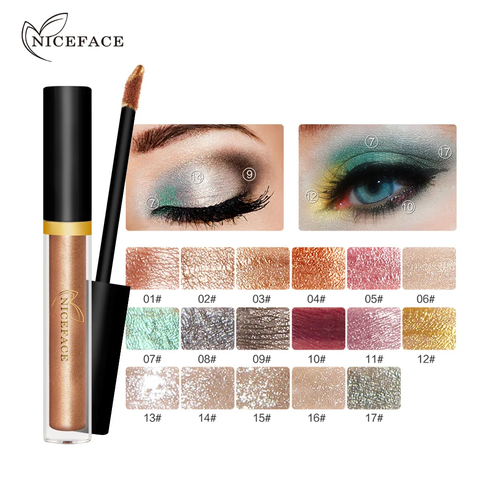 2018 NICEFACE жидкие тени для век Shimmer Блеск обнаженные металлы светящиеся Палитра