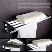 luxury chrome bathroom towel shelf bath towel holder double rails brass towel racks copper finish towel rack bar wall mounted