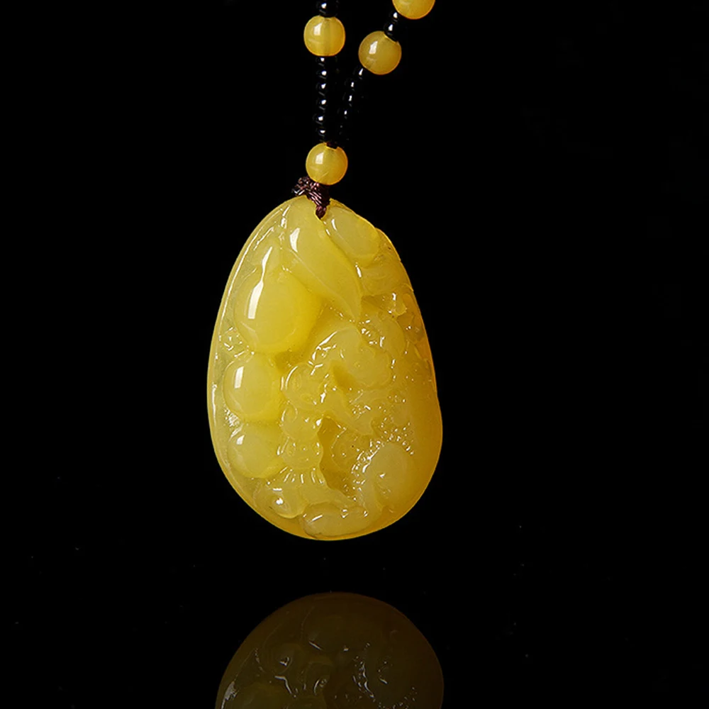 Этнические Пчелиный Воск Шаблон Кулон Ожерелье Для Мужчин Женщины Желтый Из