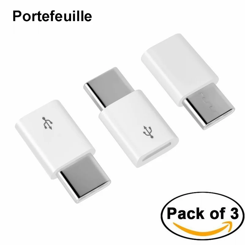 Portefeuille 3 шт. usb type C адаптер USB-C к Micro USB конвертер для Nexus 5X Xiaomi samsung Galaxy S8 Plus Oneplus 5 |