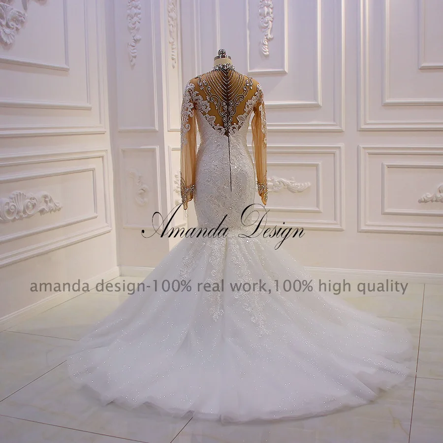 Amanda Design robe свадебное платье с длинными рукавами Аппликации кружевные со стразами