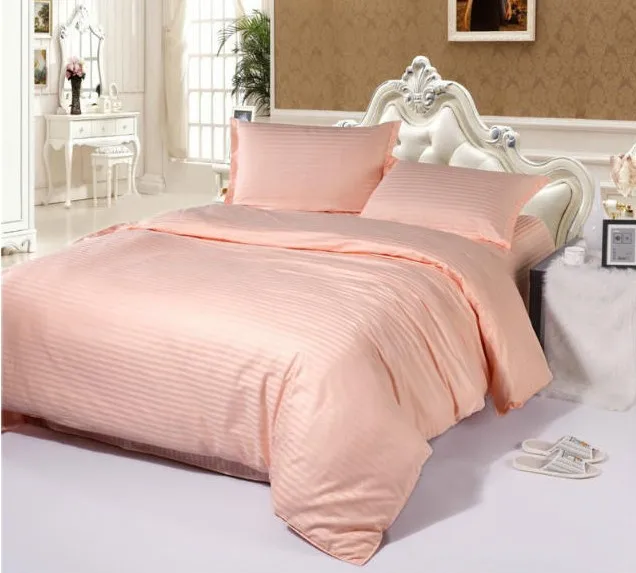 cotton bed sheets Постельные принадлежности набор хлопка простыни сплошной полосатый верблюд покрывало одеяло пододеяльник кровать в сумке лист белье King Queen размер полный 4 шт - Цвет: cotton bed sheets