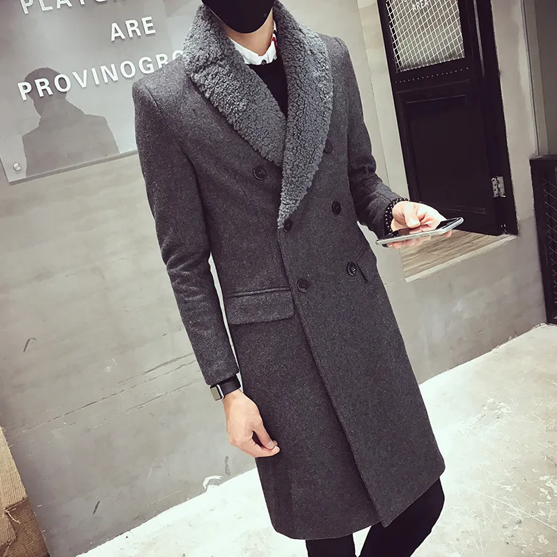 

New winter long collars windbreaker coat of cultivate one's morality man cloth coat youth pure color long sleeve coat