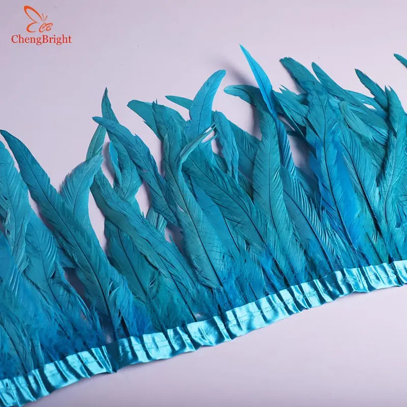 Sky blue ChengBright 1 ярдов 12-14 дюймов ширина хвостовые перья птиц отделка Coque перо лента платье костюм с юбкой Шлейфы бахрома отделка Diy - Цвет: Sky blue
