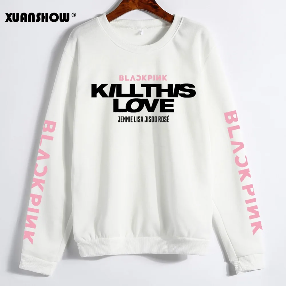 XUANSHOW унисекс влюбленные повседневная одежда корейский BLACKPINK KILL THIS LOVE альбом буквы толстовки для женщин мужчин Moletom 5XL