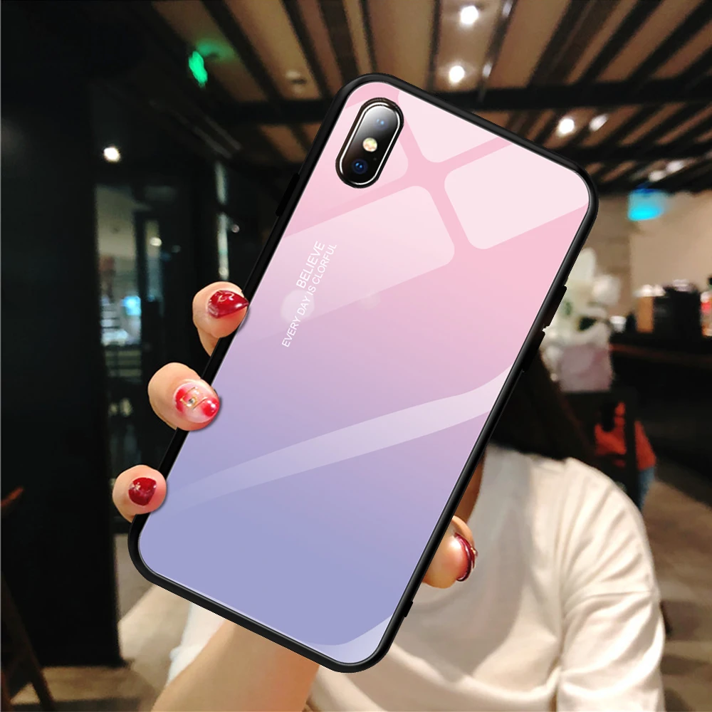08 Чехол из закаленного стекла с узором для iPhone XR XS 11 Pro MAX X 7 8 Plus, чехол-бампер из ТПУ с милым сердечком для iPhone 6 6S Plus - Цвет: 08
