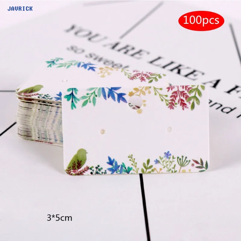 

100Pcs Earrings Pack 3x5cm Ear Stud Card Jewelry Display Hang Tag Label Printing