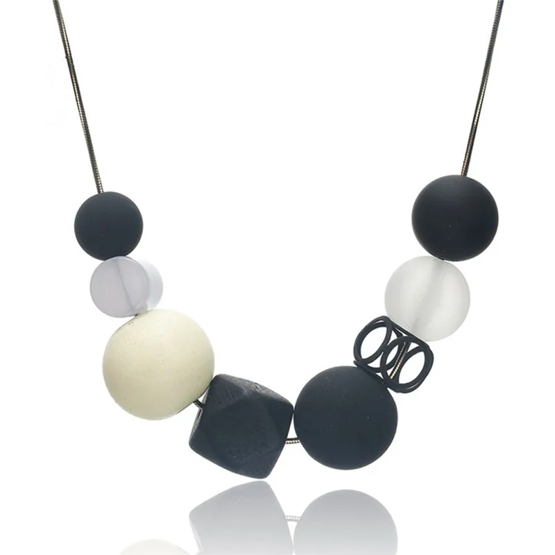 Pinksee Elegant Acrylic Beads Necklace for Women Geometric &amp Pendant Statement Collar Charm Jewelry Gifts | Украшения и