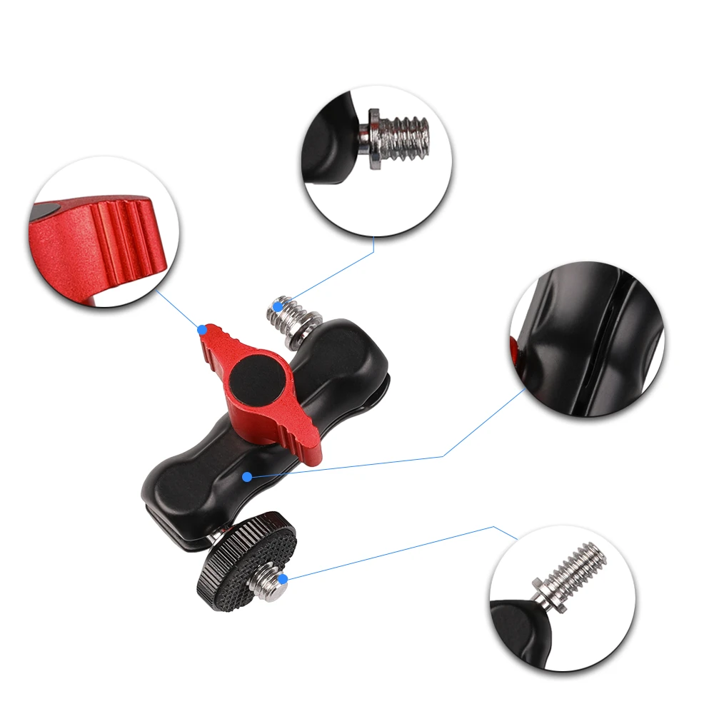 2 шт. многофункциональная двойная шаровая Головка Magic Arm с винтом 360 градусов 1/4