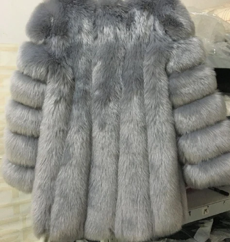 Light grey ZADORIN уличная шуба из искусственного меха зимняя куртка модная Женская Толстая теплая шуба из искусственного меха с капюшоном размера плюс верхняя одежда - Цвет: Light grey