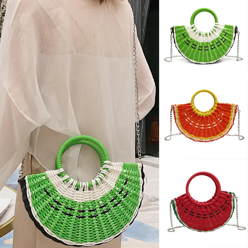 Женская плетеная Сумка из ротанга летняя пляжная сумка мессенджер для девушек
