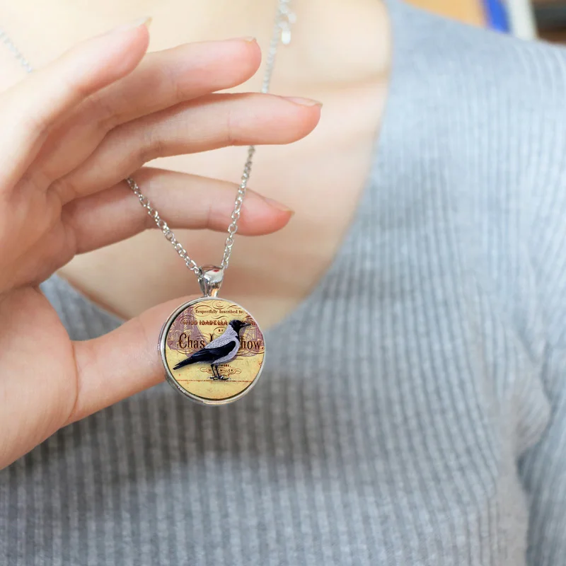 Винтажные Украшения на Хэллоуин женское ожерелье с узором ворона цепочка свитер