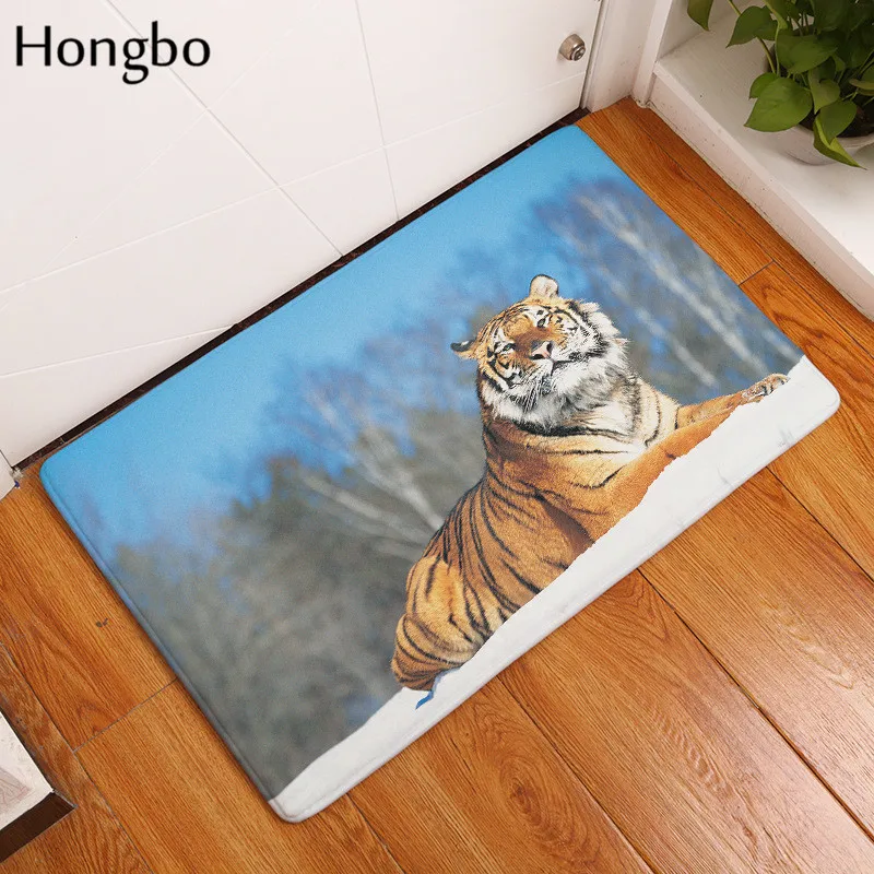 Hongbo напольный коврик для прихожей фланель Добро пожаловать коврик у входной двери Противоскользящий впитывающий влагу коврик тигр животные печатные