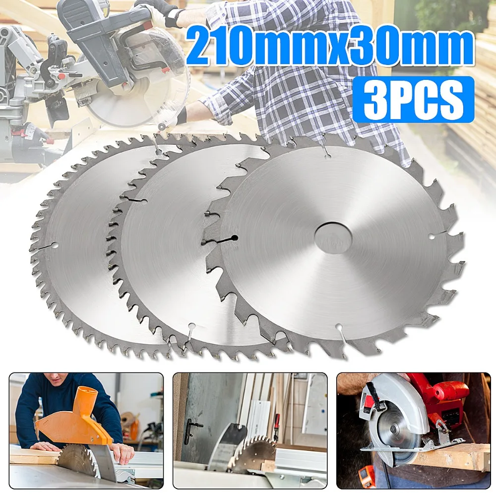 Drillpro 3 шт. 210 мм TCT 24/48/60T пильный диск дерева Алюминий отрезные пилы общего назначения для деревообработки Мощность инструмент