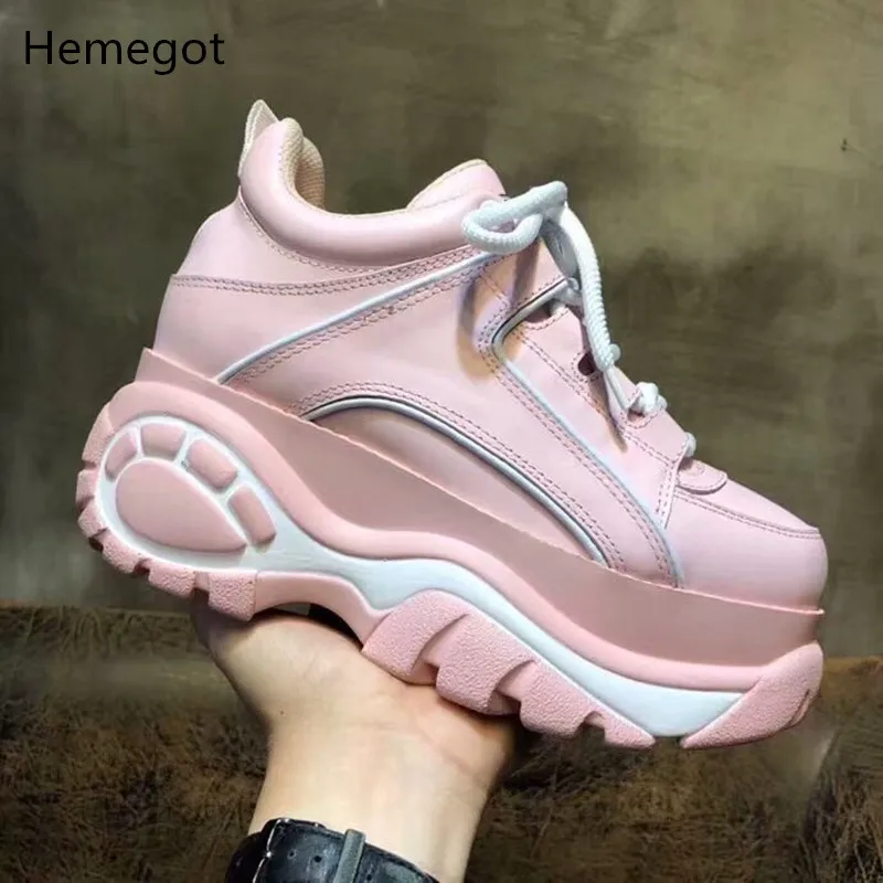 Новинка года; zapatillas mujer; женские кроссовки на высокой платформе; цвет розовый, серебристый; женская обувь из натуральной кожи на высоком каблуке; Брендовая обувь