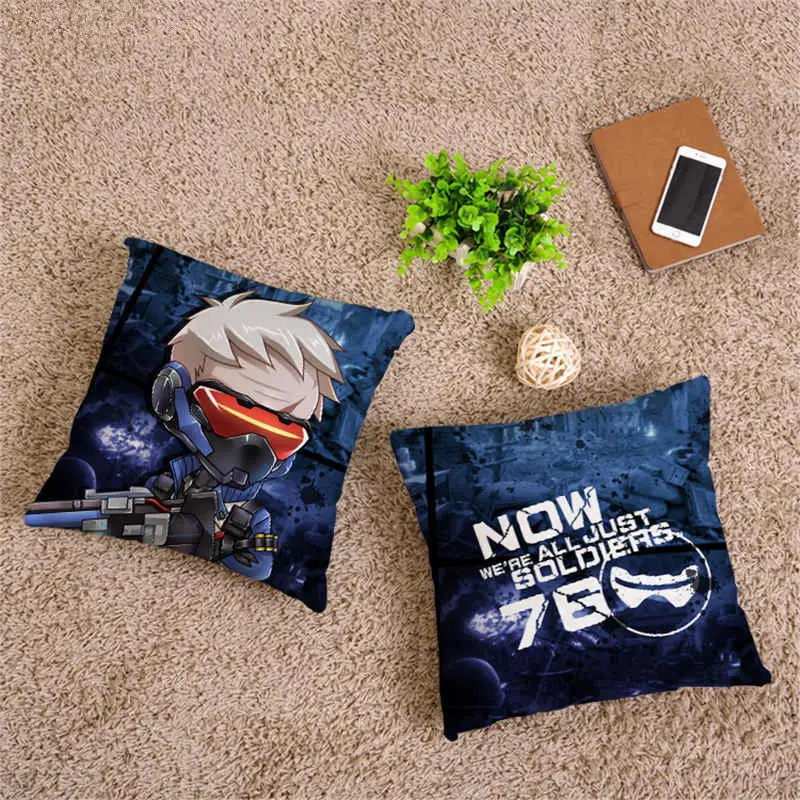 soldier76 Amellor 40*40 см, новинка, подушка для наездника, OW Dva Mercy Mei Reaper Genji Hanzo Tracer, аниме Solf, автомобильные наволочки, подарки - Цвет: soldier76
