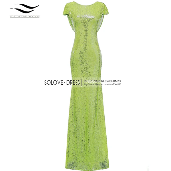 Lime Solovedress, вечернее платье с рукавами-крылышками цвета шампанского и русалки,, Настоящее вечернее платье, vestido de festa longo SLD-E006 - Цвет: Lime