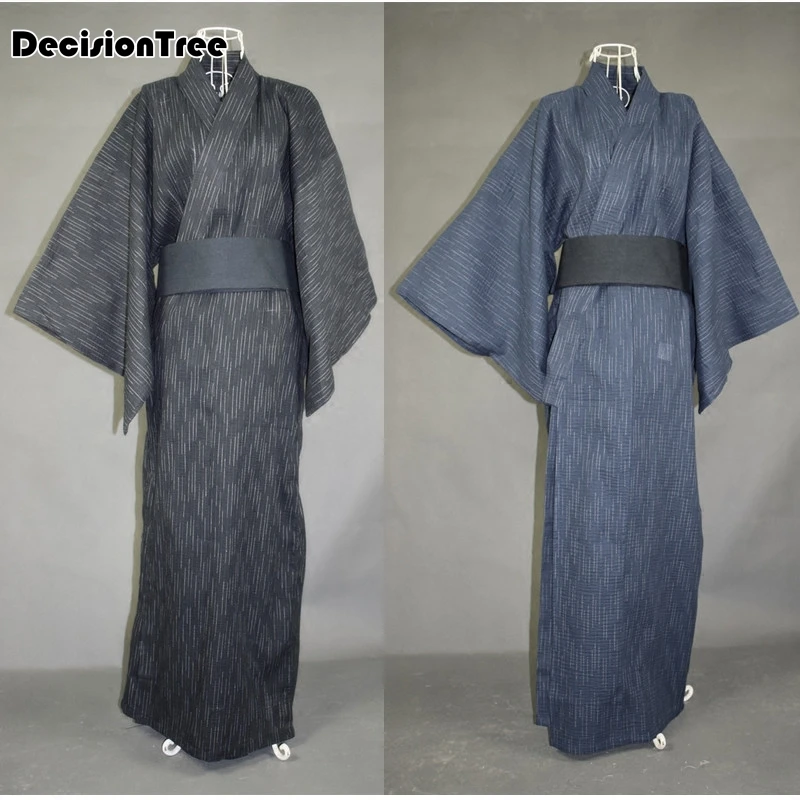 Традиционный японский Мужской Хлопковый банный халат yukata длинный рукав кимоно Мужская удобная одежда для сна халат