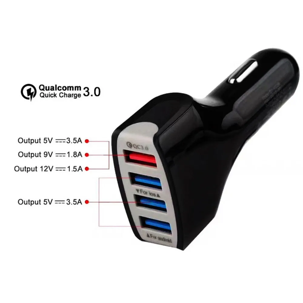 Автомобильное зарядное устройство Quick Charge 3 0 с двумя USB портами алюминиевое