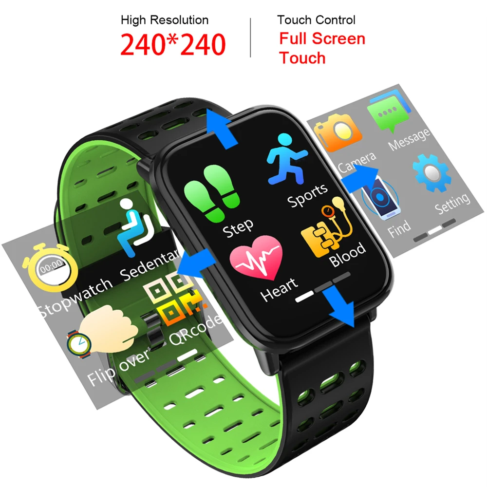 OGEDA мужские Смарт часы Smartband фитнес браслет большой сенсорный экран OLED сообщение