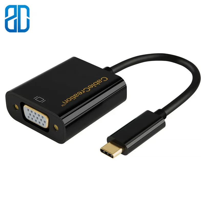 Адаптер USB C VGA Type Thunderbolt 3 совместимый с MacBook Mac Mini Surface Book 2 Chromebook Pixel Dell XPS