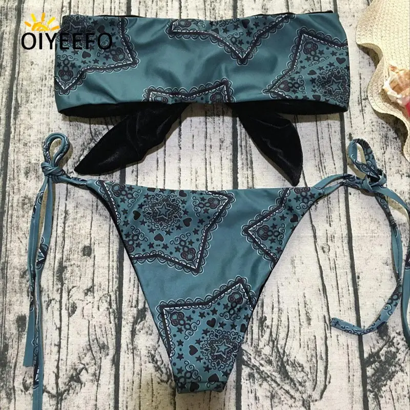 Oiyeefo Узел Бандо пляжный купальник может печати женщина купальники для малышек
