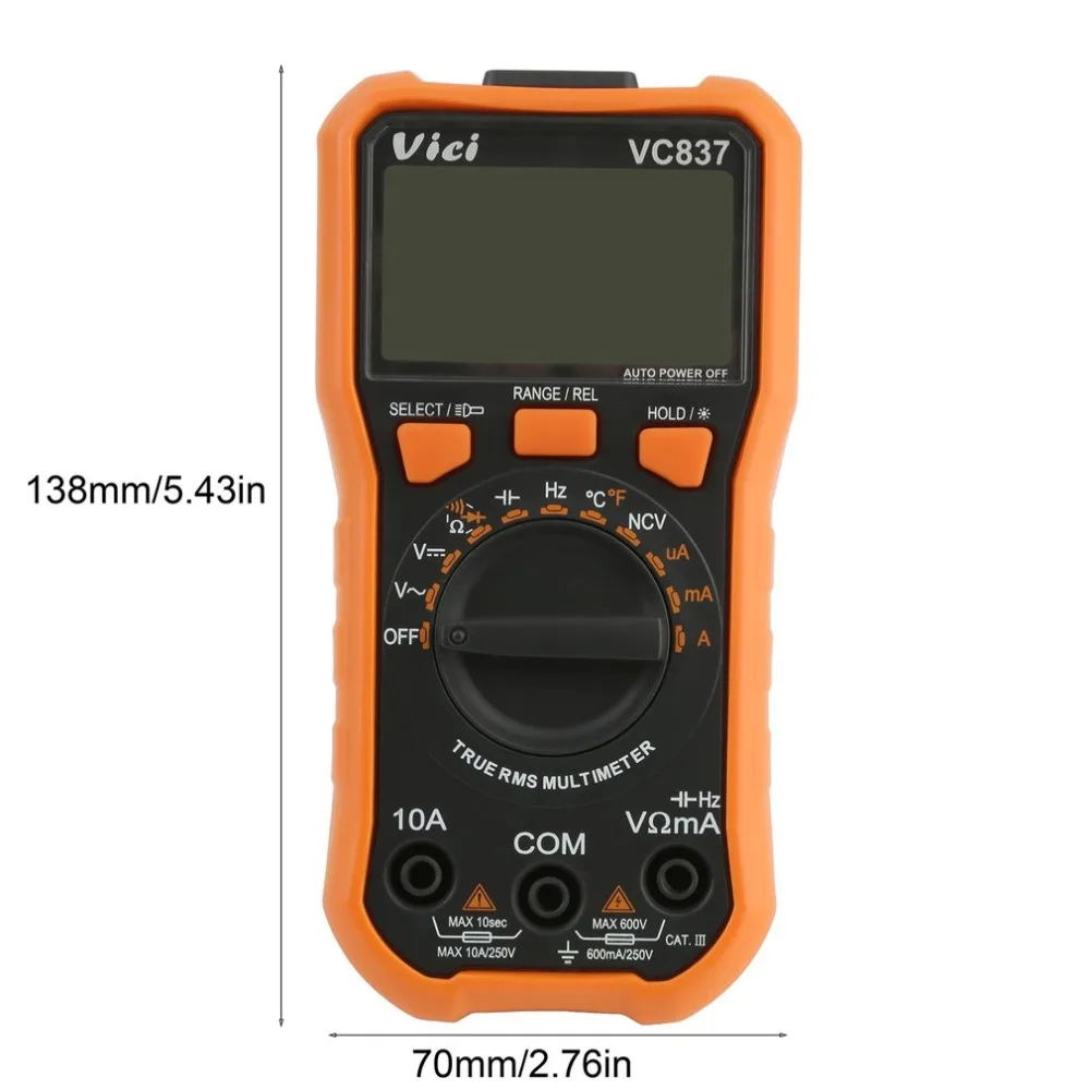 Цифровой мультиметр Емкость VC837 True RMS 3 5/6 Автоматический диапазон сопротивления