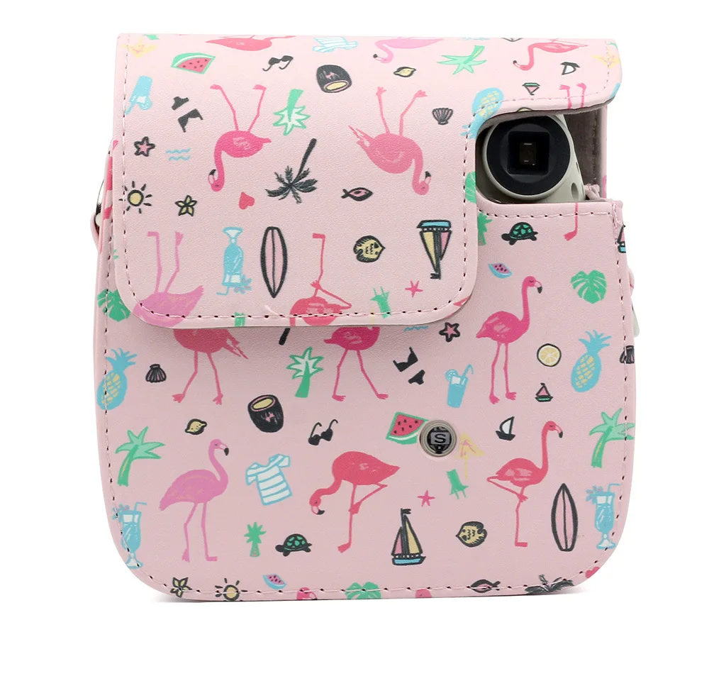 Сумка для камеры Fujifilm Instax Mini 7S 7C сумка из искусственной кожи с фламинго