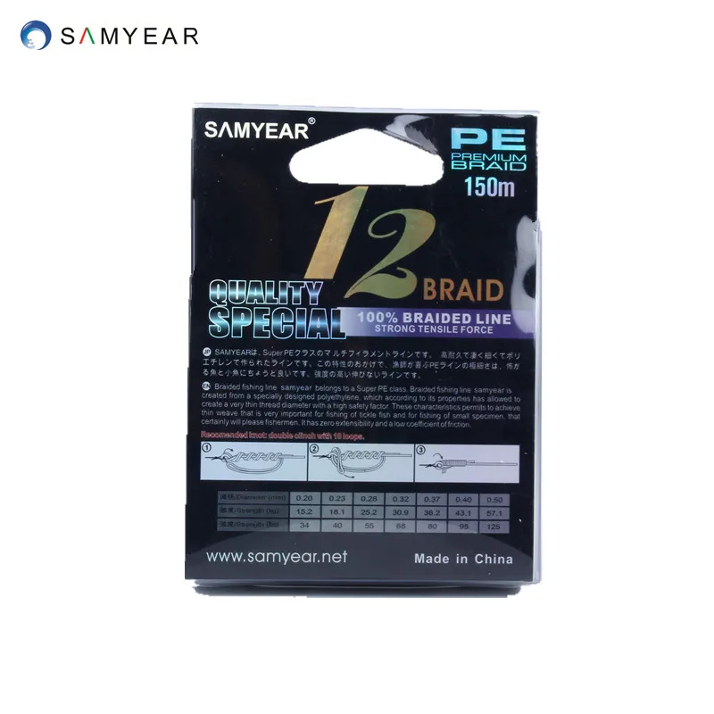 Новое поступление! Samyear 12 прядей плетеная леска 100% PE 150 м 34 95LB супер прочная