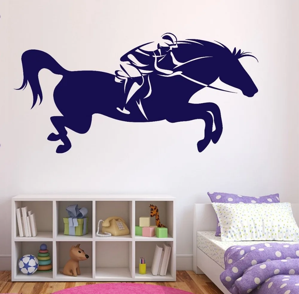 

2016 New Design Wall Stickers Vinyl Decal Horse Jockey Racing Rider Speed Easy Removable Room Decals GW-142