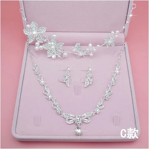 Fig Дизайн от Moda Flor de Cristal Brincos de Noiva, 3 шт., Colares Coroas Tiaras Nupcial Do Casamento Conjuntos de Joias Acessorios - Окраска металла: Fig