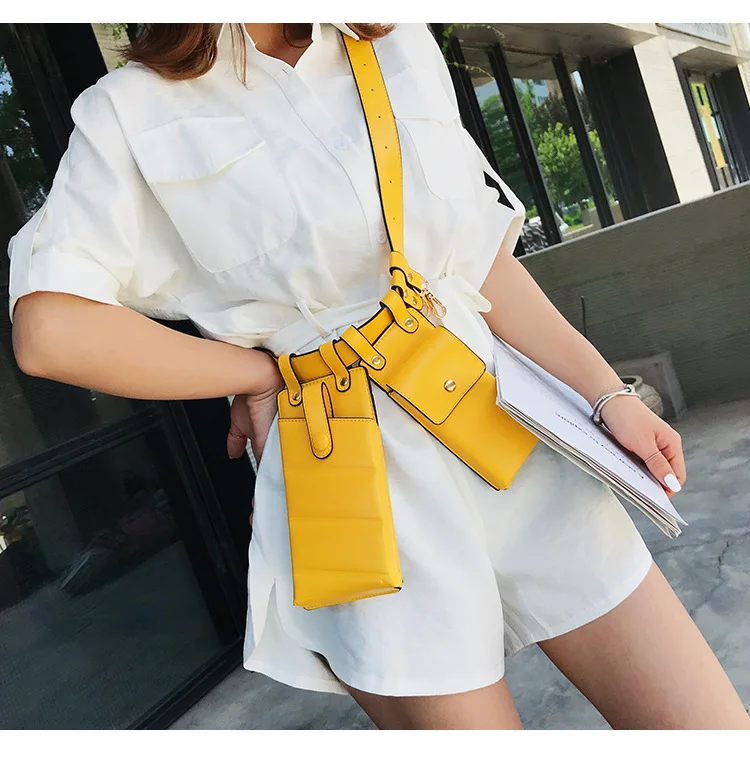 EXCELSIOR Women's Bags Fanny Waist Bags PU Hasp Chest Set Street Sport Casual Messenger Shoulder Chest pochete homem