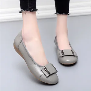 Балетки MUYANG Женские повседневные, Рабочая обувь, лоферы, плоская подошва, Размеры 35-42, туфли на плоской подошве из натуральной кожи