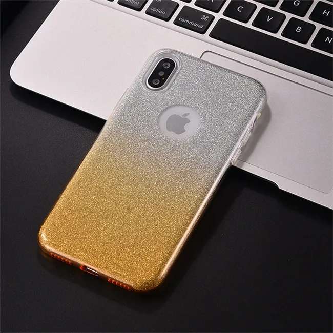 Yellow Блестящий Мягкий чехол из ТПУ с градиентом для iPhone X, силиконовый чехол для iPhone 5, 5S, 5SE, 6, 6 S, 7, 8 Plus, задняя крышка для телефона, чехол s, Capa, Fundas - Цвет: Yellow