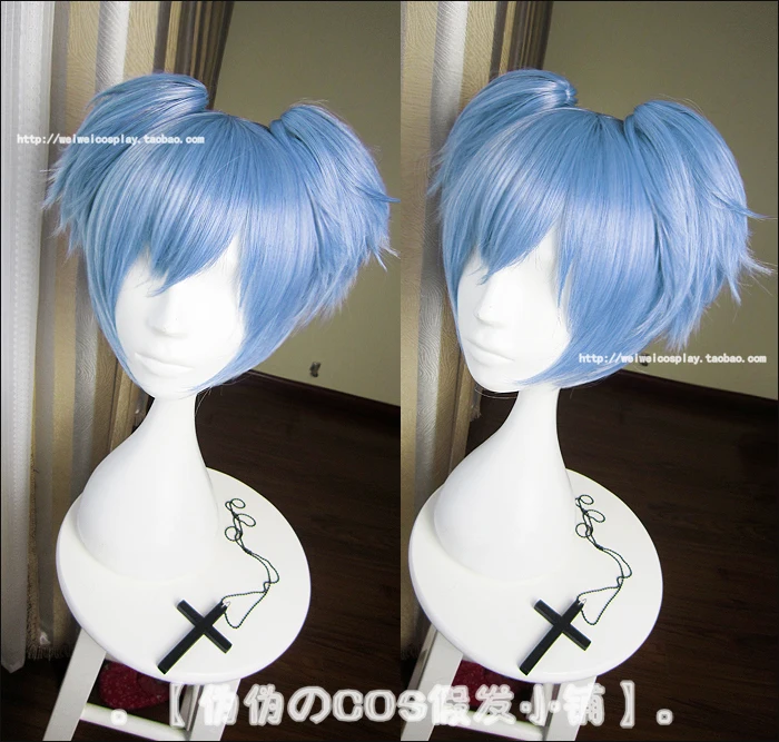 Короткий синий конский хвостик Sallyface Sally термостойкий парик для косплея с клипсой