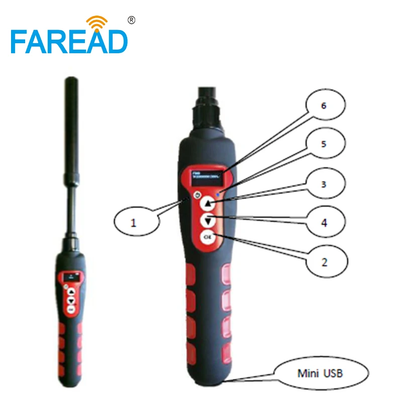 Long antenna 134.2 125Khz FDX RFID Animal Stick Waterproof Reader PIT fish Aquaculture Bluetooth-compatible microchip scanner
