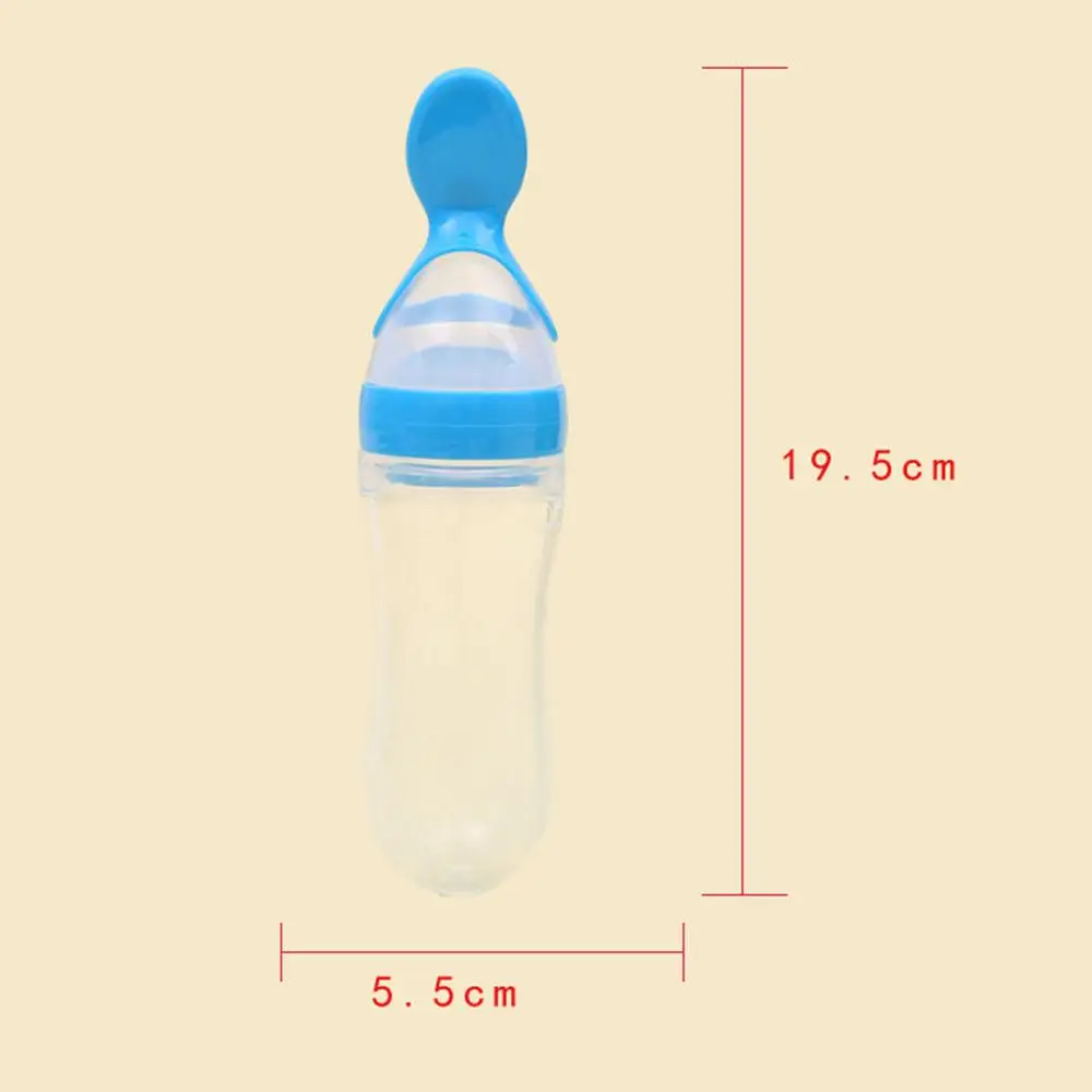 Safe Newborn Baby Feeding Bottle Toddler Silicone Squeeze Feeding Spoon Milk Cereal Bottle Baby Training Feeder Food Supplement