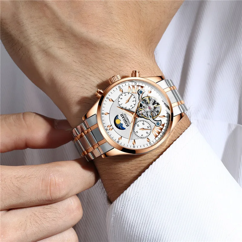 Мужские наручные часы HAIQIN брендовые Роскошные автоматические механические