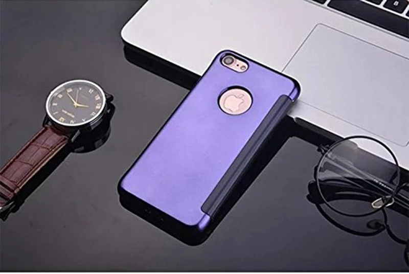 Зеркальное гальваническое покрытие Смарт спящий кожаный флип чехол для iphone 8