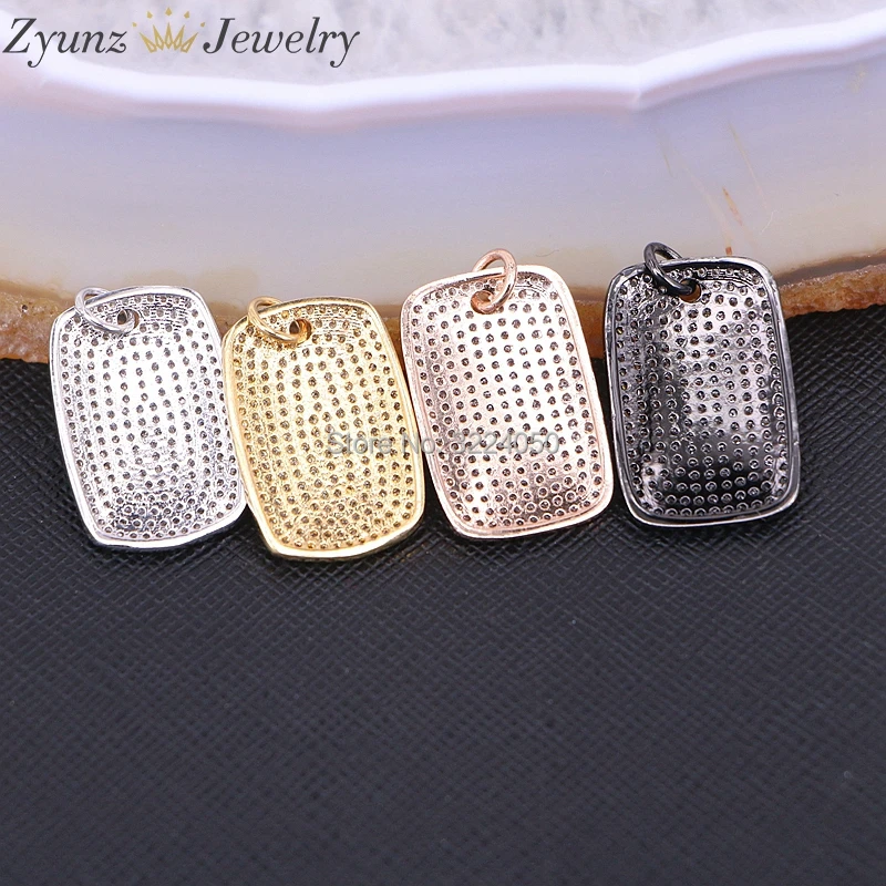 5PCS ZYZ175-8641 Fashion CZ Pave Zirconia Rectangle Pendant Charms Black Gold Silver Color Women Jewelry | Украшения и аксессуары
