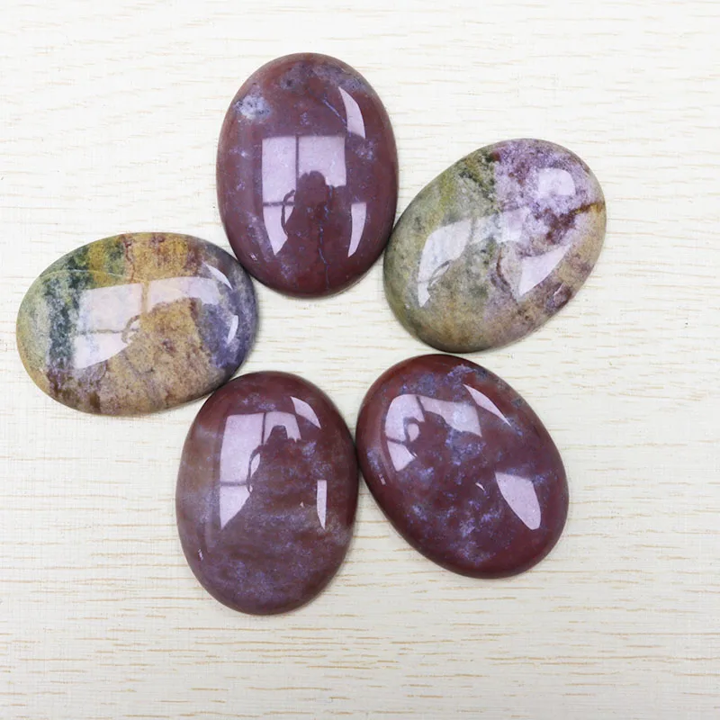 Indian agate Натуральный овальный камень бисер Кабина Кабошон без отверстия бусины для изготовления ювелирных изделий смешанных цветов на выбор, 10 шт./лот 30x40 мм - Цвет: Indian agate
