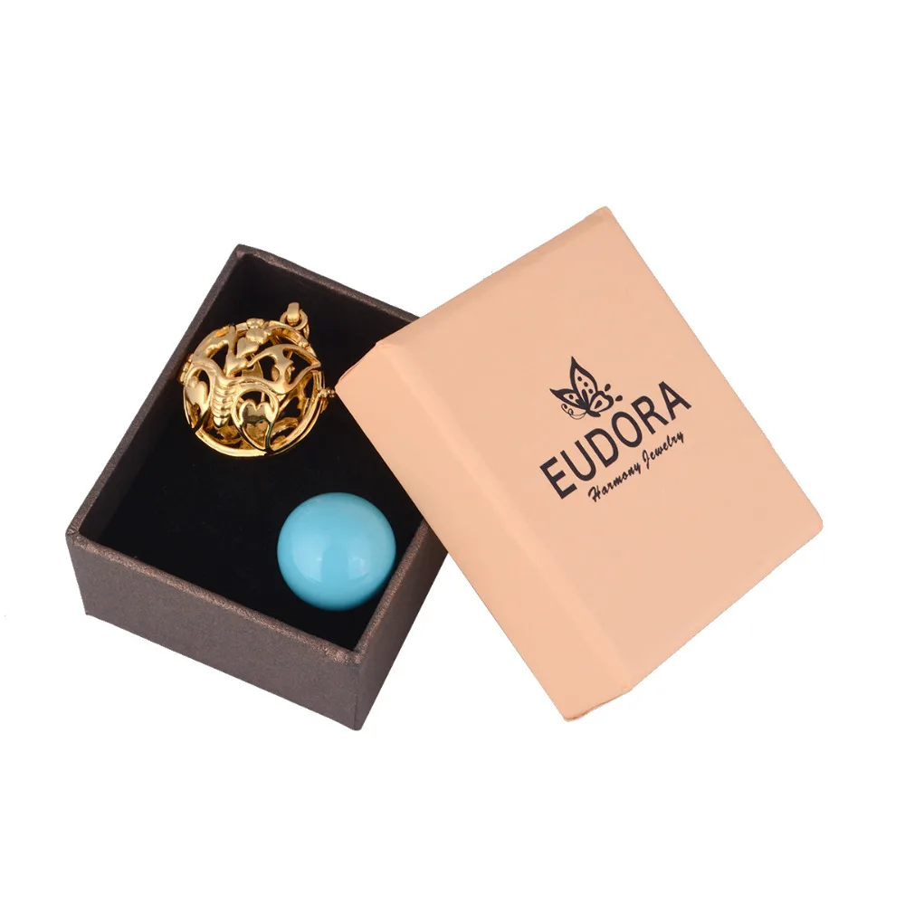 

Eudora Angel Caller Bola Butterfly Pendant Gold Cage Locket with Mix Color Harmony Ball Ringing Chime Pendant For Pregnant Women