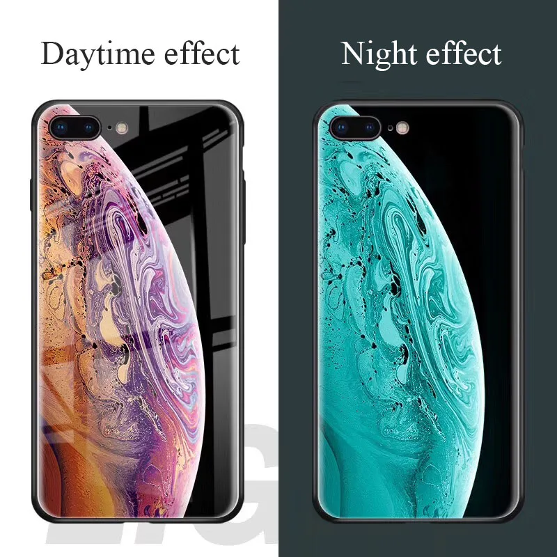 Светящийся чехол для телефона iPhone XR XS Max X 8 7 6S 6 Plus из закаленного стекла с рисунком