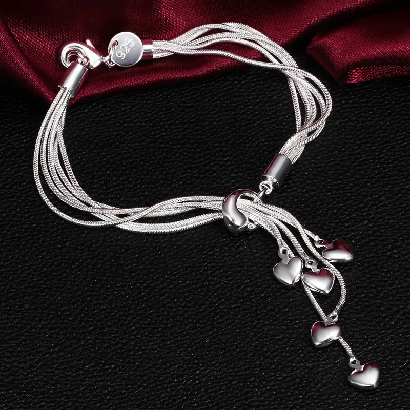 Бесплатная доставка итальянская Серебряная позолота пять сердец ювелирные